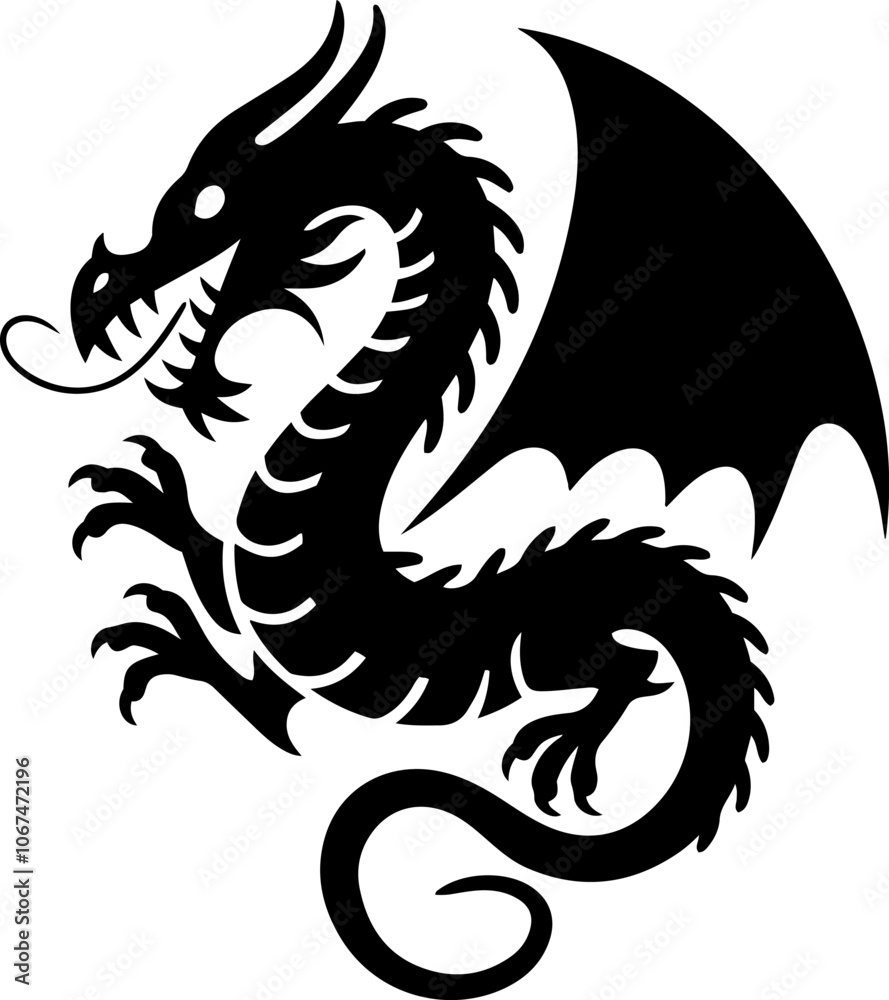 Dragon silhouette icon vector art illustration Dragon silhouette icon vector art illustration