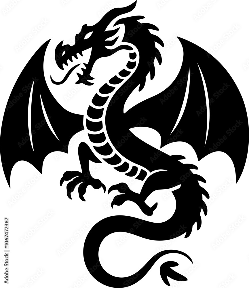 Dragon silhouette icon vector art illustration