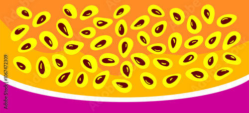 Purple passion fruit with half piece Healthy sweet