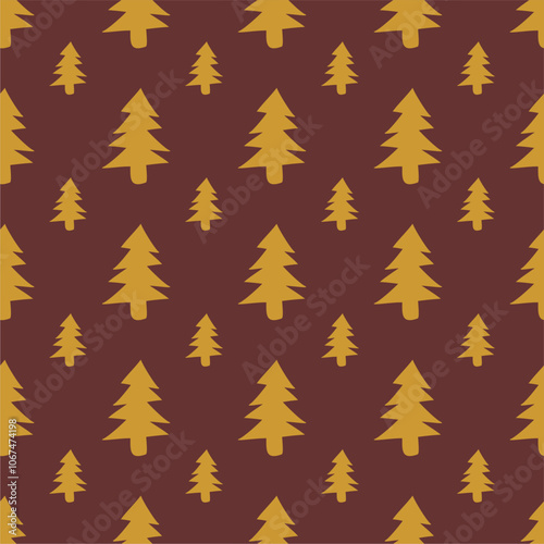 Seamless season winter Christmas and New Year pattern print wallpaper vector illustration with Christmas trees december holiday ornament simple and beautiful