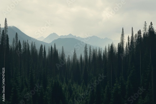 Mountain range outdoors woodland landscape.