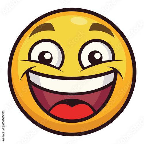 Grinning face emoji vector art illustration icon logo