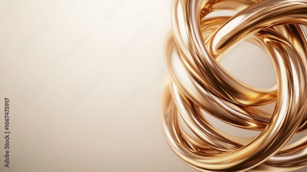 Golden intertwining loops rise against a subtle beige tone, forming an artistic expression that embodies a sense of elegance, unity, and seamless integration. Golden intertwining loops rise against a subtle beige tone, forming an artistic expression that embodies a sense of elegance, unity, and seamless integration.