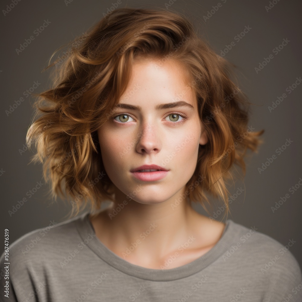 Danish girl in casual outfit with friendly smile against a vibrant studio background Danish girl in casual outfit with friendly smile against a vibrant studio background