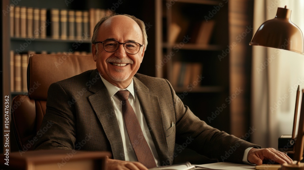 Smiling lawyer in office, high-resolution, ideal for corporate and commercial advertising, royalty-free Smiling lawyer in office, high-resolution, ideal for corporate and commercial advertising, royalty-free