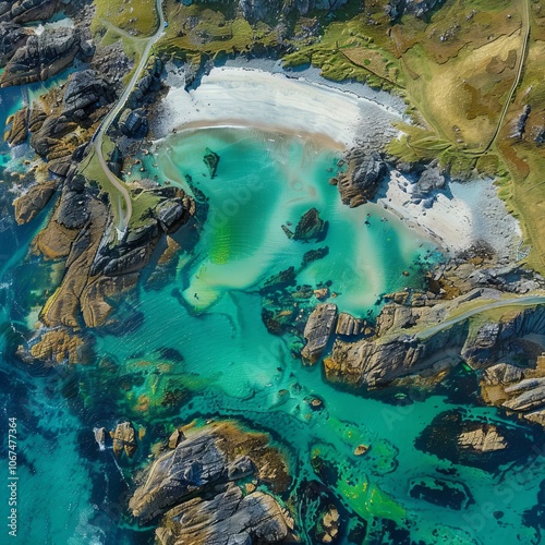 Little Bernera beaches aerial Isle of Lewis Outer hebrides -