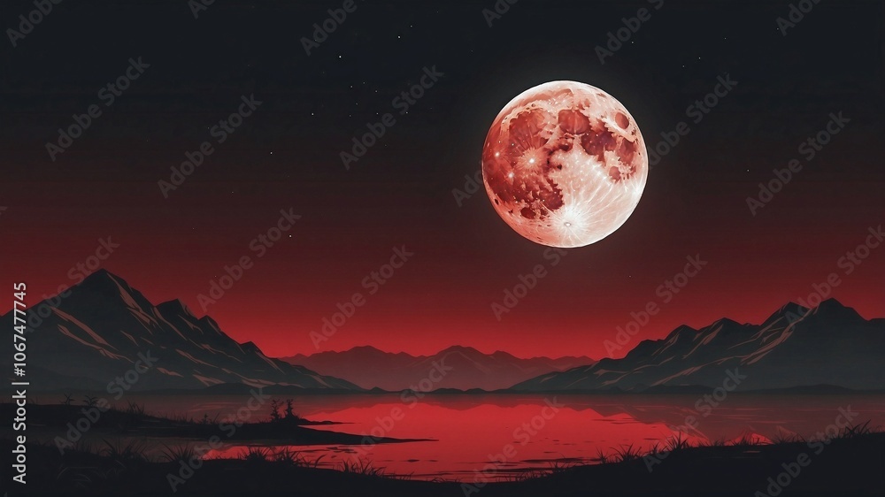 4K Red Moon Minimalist Scene Background Wallpaper 4K Red Moon Minimalist Scene Background Wallpaper