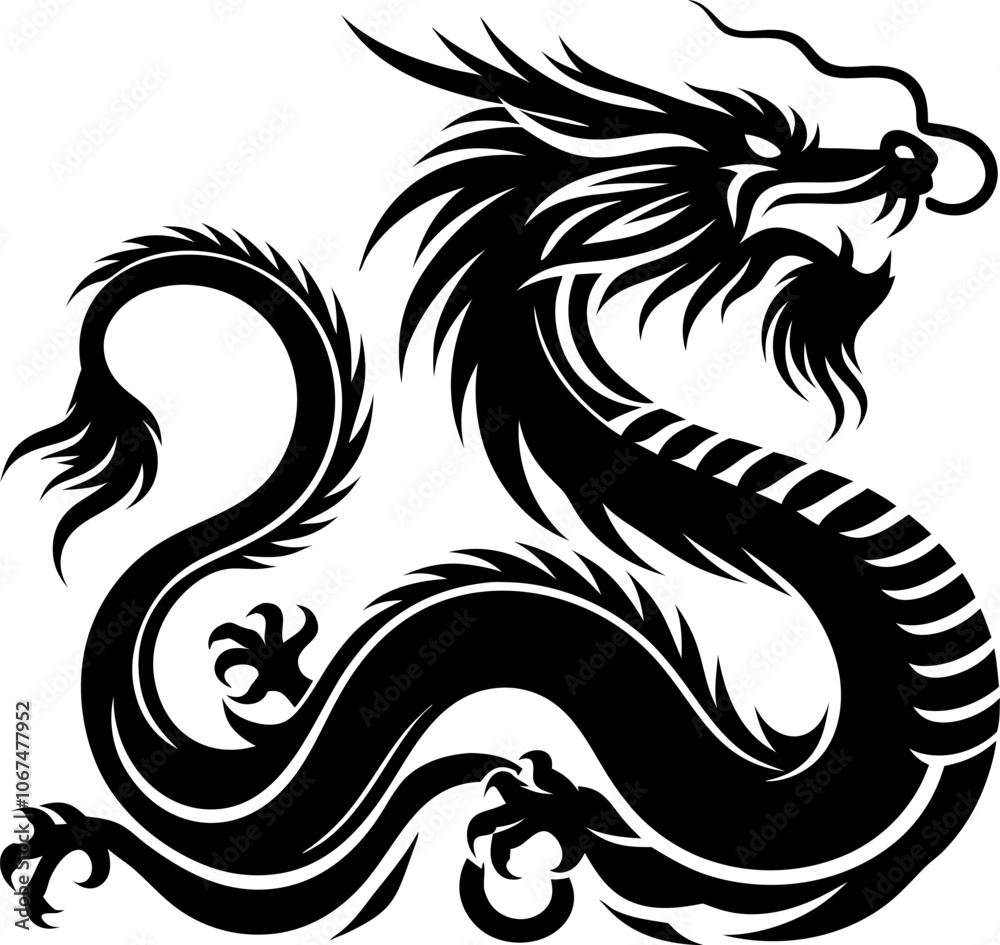 Dragon silhouette icon vector art illustration Dragon silhouette icon vector art illustration