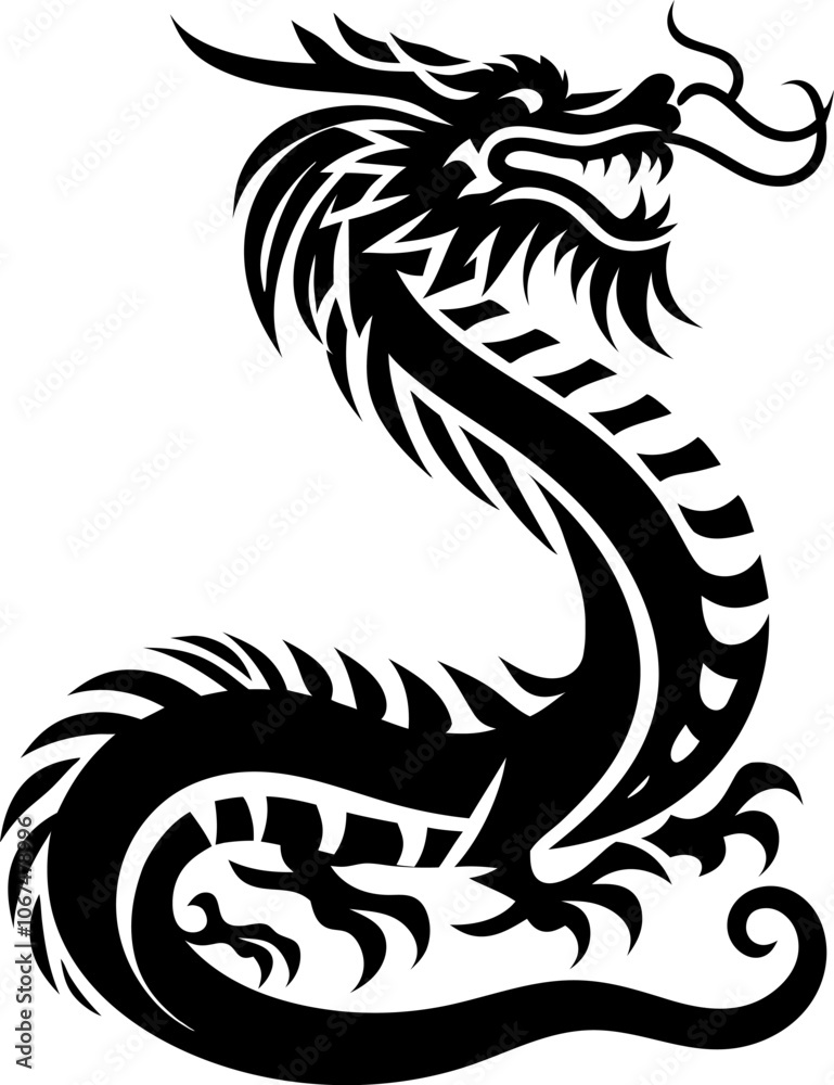 Dragon silhouette icon vector art illustration Dragon silhouette icon vector art illustration