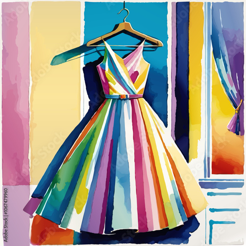cocktail dress on a hanger illustration