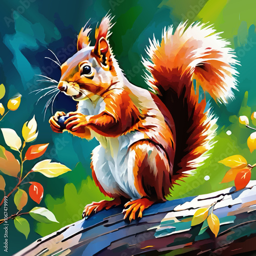 squirrel on a branch illustration