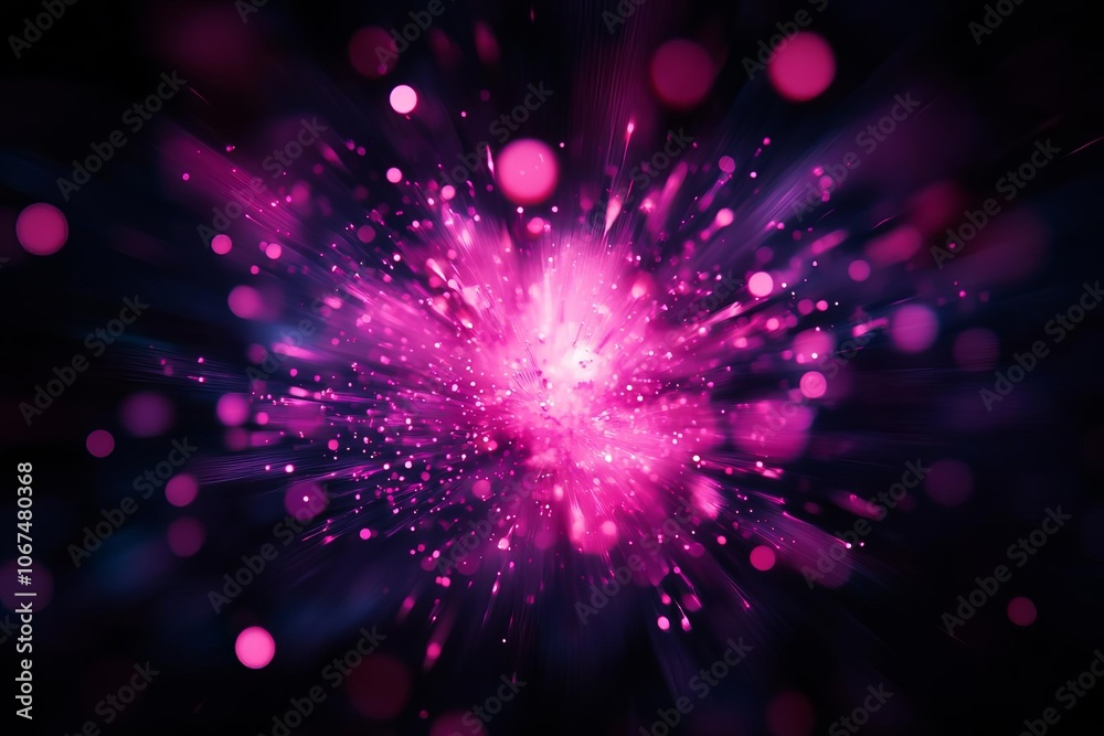 Fototapeta premium Vibrant pink explosion on dark background