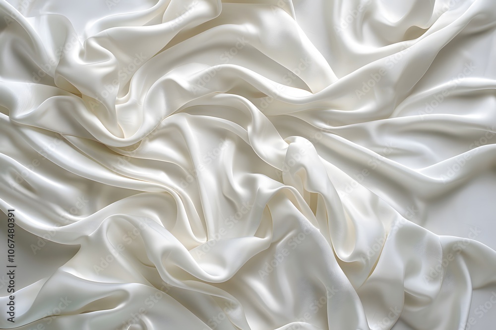 Elegant White Satin Fabric Draped Beautifully