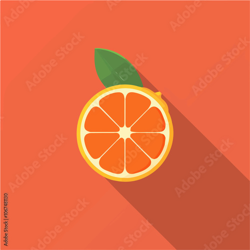 2D flat vector illustration tangerine icon isolated on a white background.

