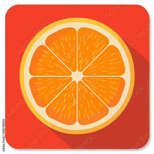 2D flat vector illustration tangerine icon isolated on a white background.

