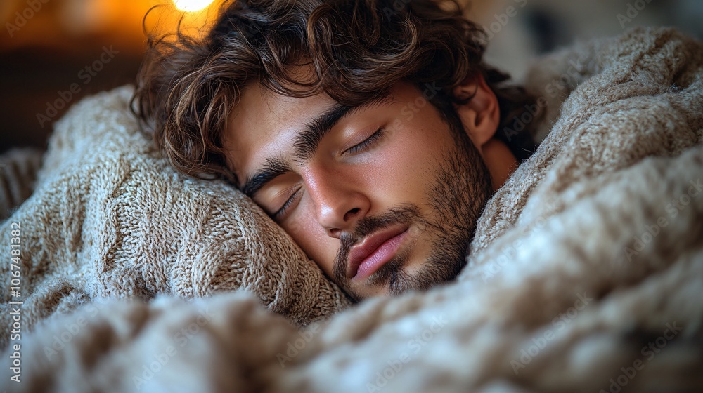 Man sleeping and resting in bed: Peacefully and comfortably on a pillow at home. Tired or exhausted male individual asleep or dreaming on a restful holiday or weekend. Man sleeping and resting in bed: Peacefully and comfortably on a pillow at home. Tired or exhausted male individual asleep or dreaming on a restful holiday or weekend.