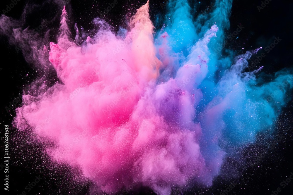 Fototapeta premium Colorful powder explosion on black background