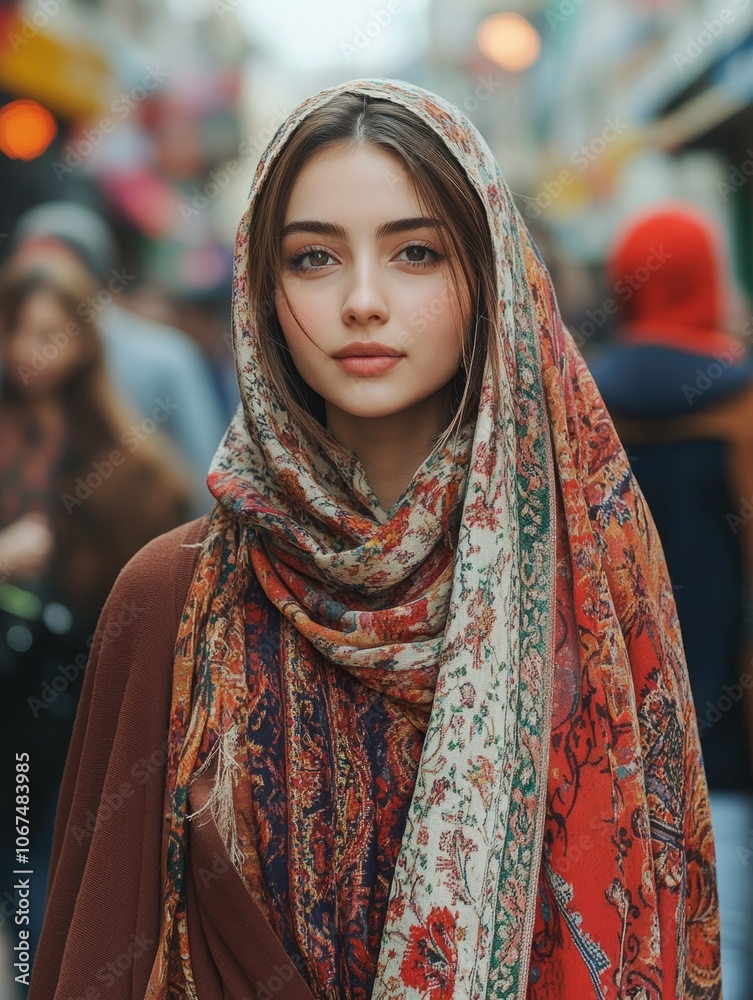 Young Afghan woman explore a fair Young Afghan woman explore a fair