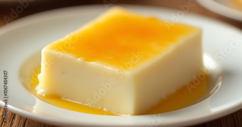 Small brick of milk is a traditional French dessert similar to crème brûlée but with a firmer texture and often flavored with vanilla