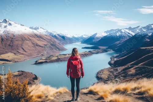 New Zealand backpacker lake backpacking.