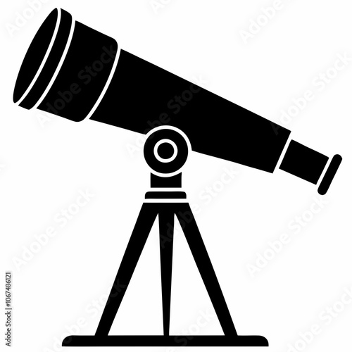 telescope black silhouette vector icon illustration on white background