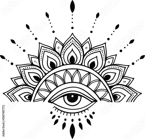 Hamsa Hand Mandala Vector — Indian hand hamsa on ethnic background vector image