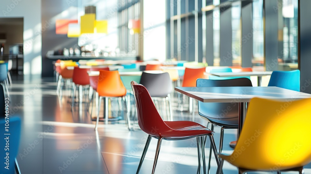 Colorful Chairs in a Modern Cafe Colorful Chairs in a Modern Cafe