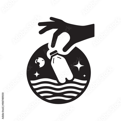 Powerful Plastic Pollution Silhouette Vector Illustrations for Awareness