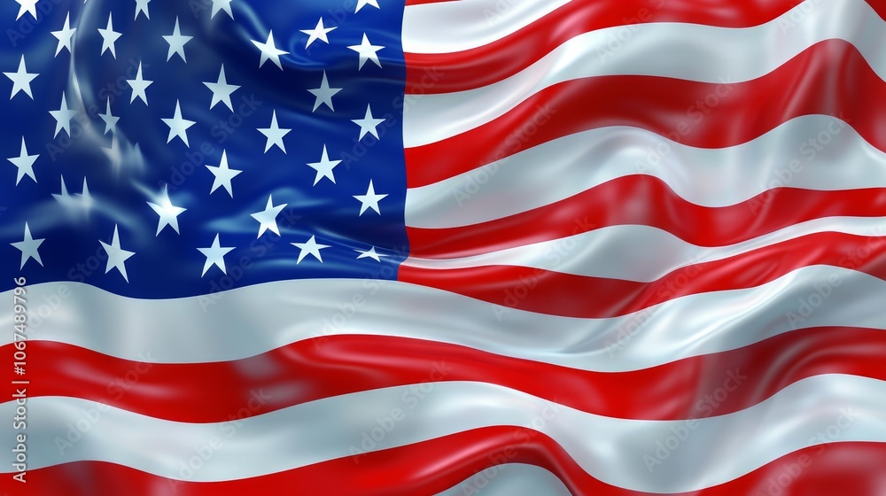 Fototapeta premium Waving American Flag with Stars and Stripes