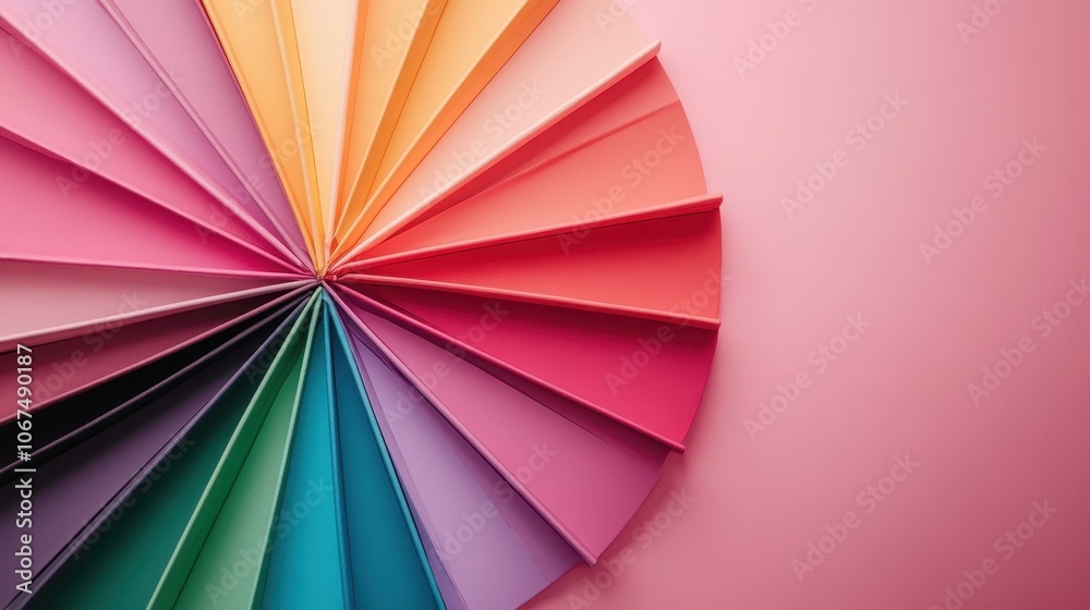 A vibrant array of colorful paper fans displayed in a harmonious semi-circle pattern on a smooth surface, symbolizing diversity, unity, and artistic creativity. A vibrant array of colorful paper fans displayed in a harmonious semi-circle pattern on a smooth surface, symbolizing diversity, unity, and artistic creativity.