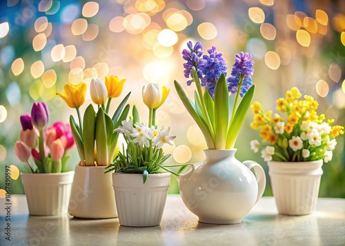 Wallpaper Mural Spring Flowers in White Pots - Long Exposure Photography Torontodigital.ca