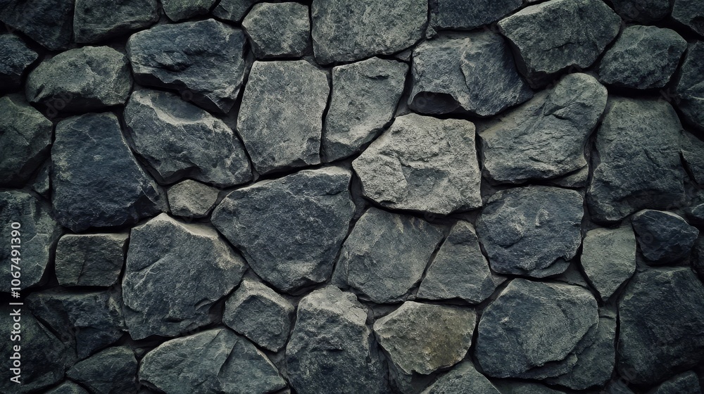 A textured stone wall featuring irregularly shaped rock, stone, rocks in a natural arrangement. A textured stone wall featuring irregularly shaped rock, stone, rocks in a natural arrangement.