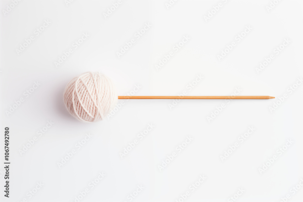 A minimalist composition of a yarn ball and knitting needle, perfect for craft enthusiasts and hobbyists looking for inspiration. A minimalist composition of a yarn ball and knitting needle, perfect for craft enthusiasts and hobbyists looking for inspiration.