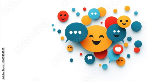 Colorful Emoticons and Messaging Bubbles Design