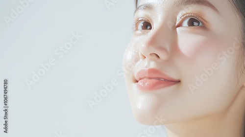 Woman with radiant skin post-treatment, soft lighting, gentle exfoliation, bright and healthy glow, skincare inspiration photo