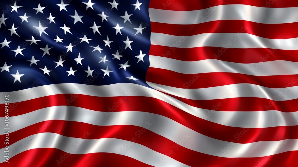 Fototapeta premium Waving American Flag Symbolizing Freedom and Patriotism