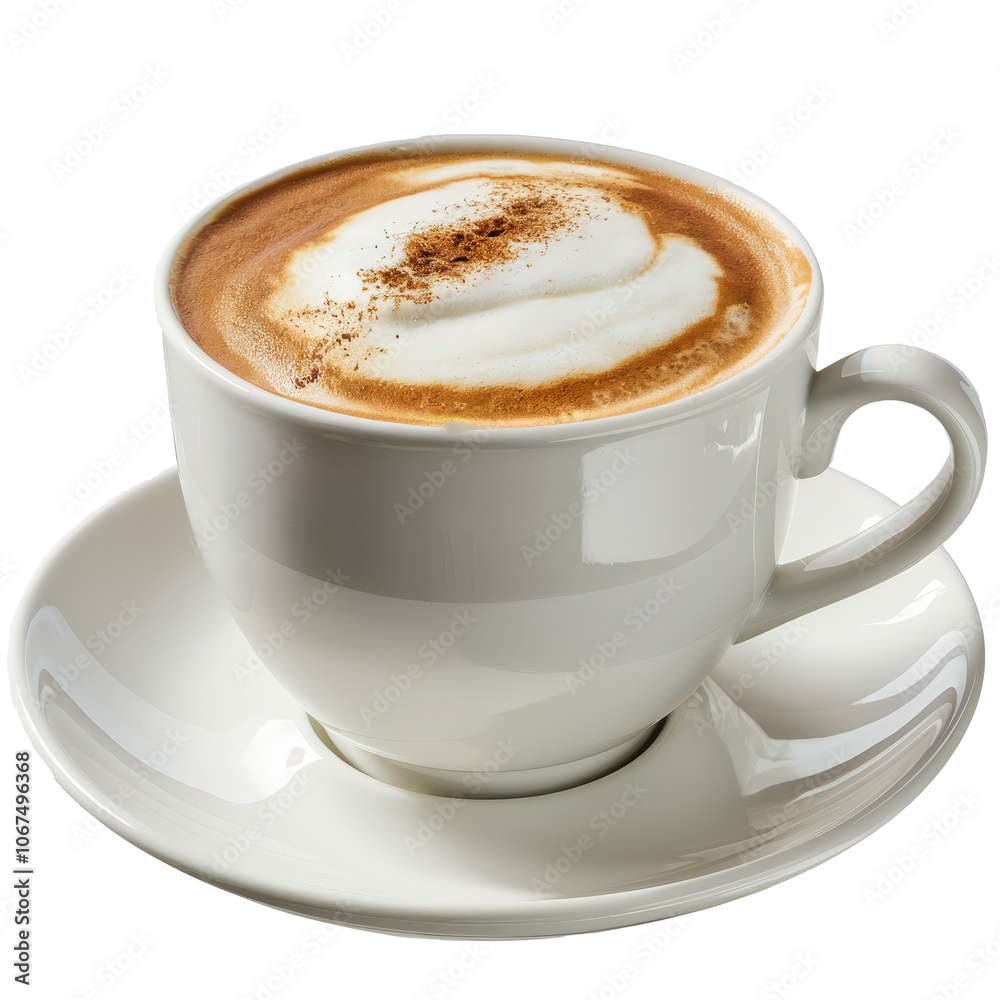 Steaming Cappuccino Coffee in Elegant White Cup Isolated on Transparent Background for Beverage Design Steaming Cappuccino Coffee in Elegant White Cup Isolated on Transparent Background for Beverage Design