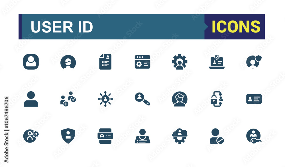 User Account vector solid icon set. Containing re, profile, authentication, settings, username, communication, pass, person. Flat UI icon design. Editable vector illustration. User Account vector solid icon set. Containing re, profile, authentication, settings, username, communication, pass, person. Flat UI icon design. Editable vector illustration.