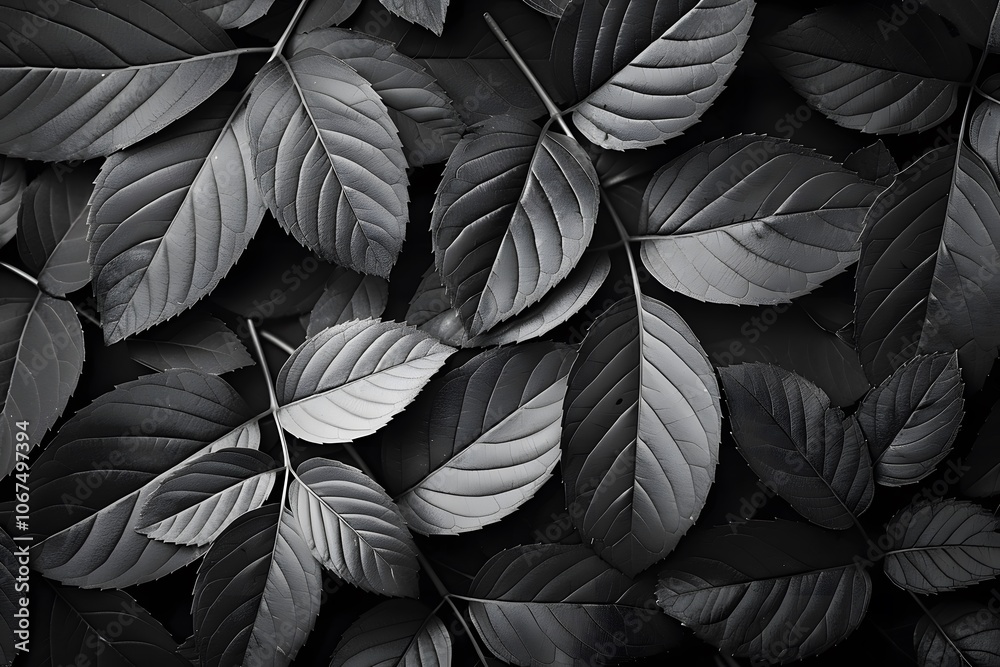 Elegant Black and White Leaf Composition Elegant Black and White Leaf Composition