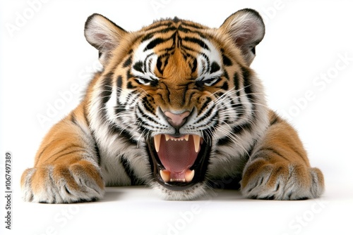 Snarling Tiger in a Stylized 3D Illustration