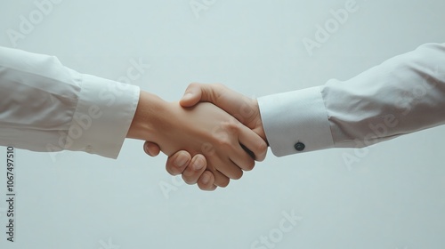 Close-up of two hands shaking, one in white and the other in black

 photo