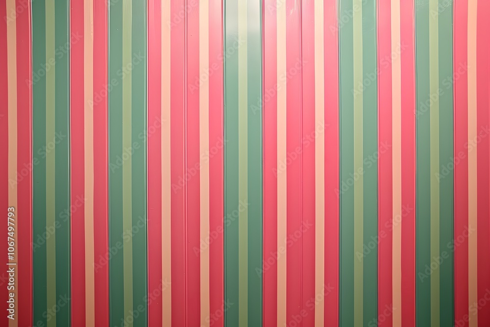 Obraz premium Vibrant Striped Wallpaper in Pink and Green Tones