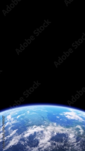 A fixed camera captures a view of Earth from space. The camera remains stationary while the Earth slowly rotates, revealing the dynamic beauty of cloud formations and continents moving