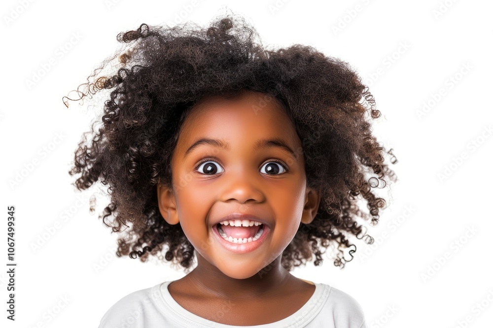 beautiful surprised african american child smiling at camera isolated on white beautiful surprised african american child smiling at camera isolated on white