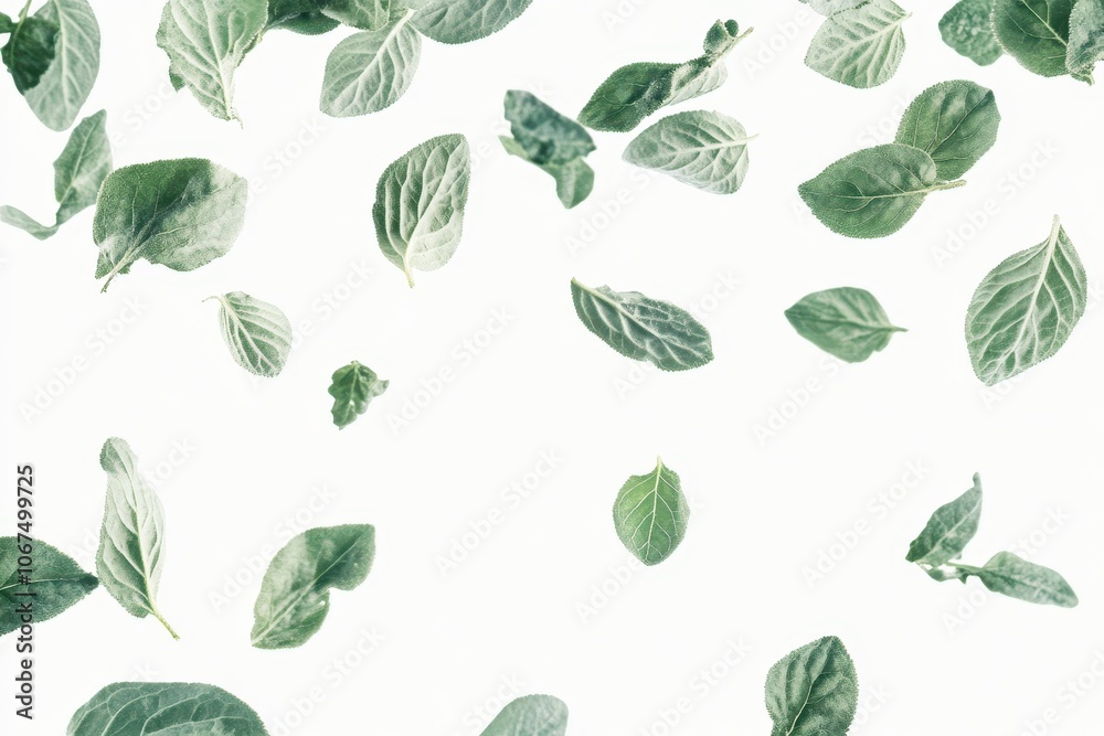 scattered oregano leaves on white scattered oregano leaves on white