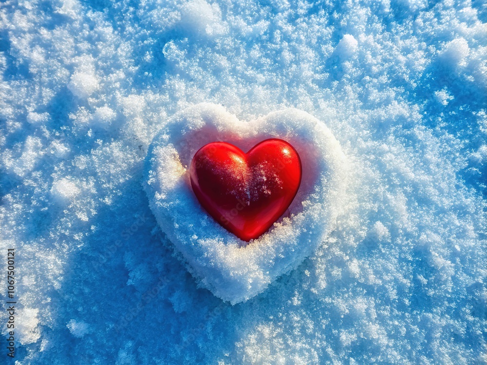 Winter Valentine's Day Banner, Snow, Heart, Icy Crust