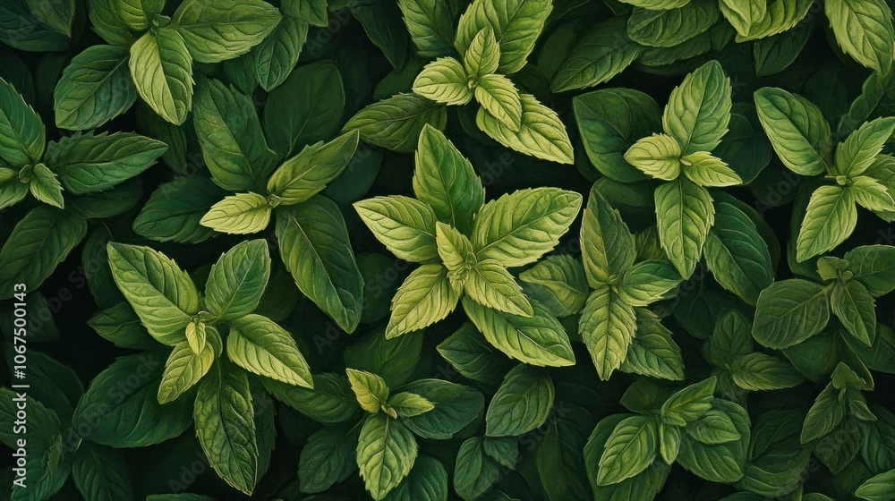 Vibrant Green Mint Leaves Vibrant Green Mint Leaves
