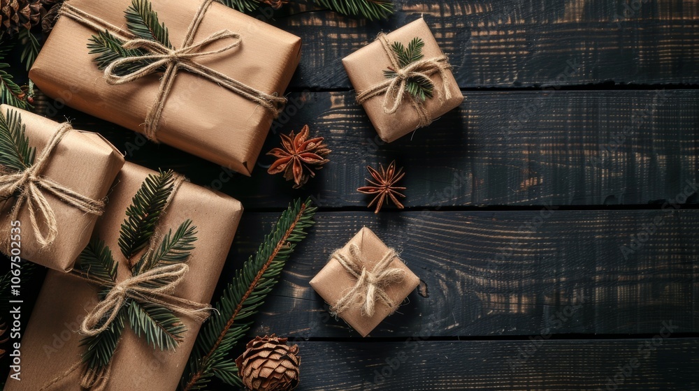 Eco-friendly Christmas gift wrapping with natural decor Eco-friendly Christmas gift wrapping with natural decor