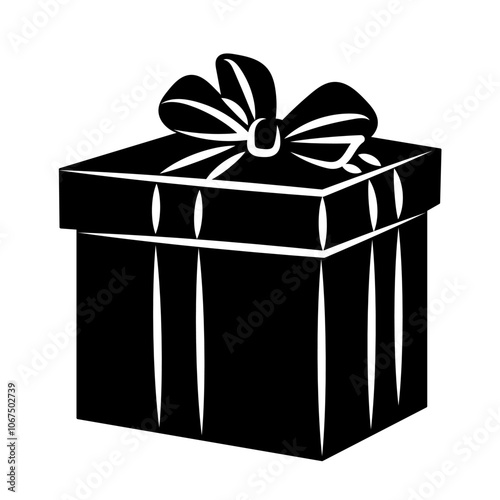 gift silhouette on white background, vector