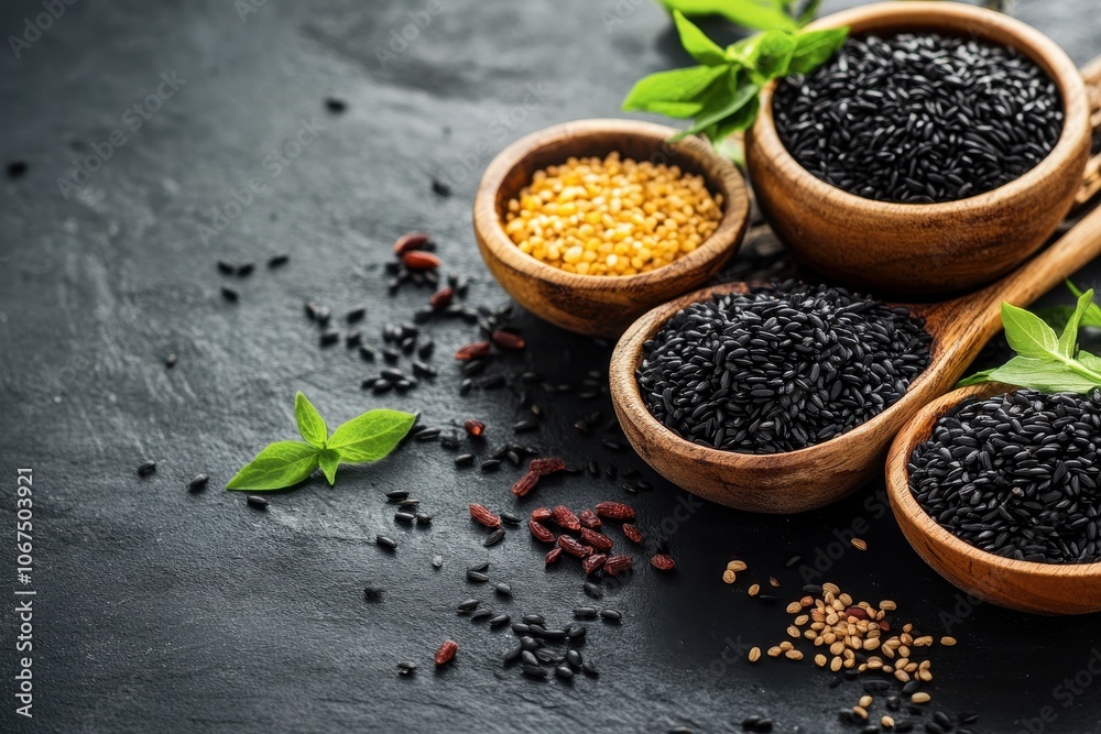 texture of dark rice behind